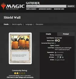 1995 MTG Magic The Gathering Chronicles Shield Wall Uncommon Vintage Card - Image 3