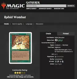 1995 MTG Magic The Gathering Chronicles 67 Rabid Wombat Uncommon Vintage Card - Image 3