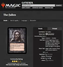 1995 MTG Magic The Gathering Chronicles The Fallen Uncommon Vintage Card - Image 3