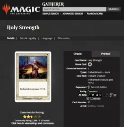 2001 MTG Magic The Gathering Core 7th Edition #20 Holy Strength White Card - Image 3