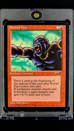 1996 MTG Magic The Gathering Alliances Bestial Fury Vintage Card Variant 2 Raabe - Image 1