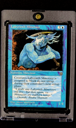 1995 MTG Magic The Gathering Homelands Labyrinth Minotaur Vintage Blue Card - Image 1