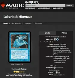1995 MTG Magic The Gathering Homelands Labyrinth Minotaur Vintage Blue Card - Image 3