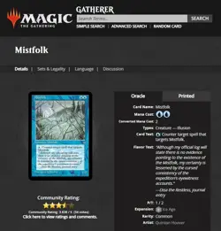 1995 MTG Magic the Gathering Ice Age Mistfolk Blue Vintage Magic Card WOTC - Image 3