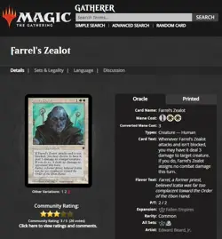 1994 MTG Magic The Gathering Fallen Empires Farrel's Zealot Beard 3 Vintage Card - Image 3