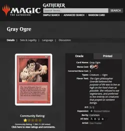 1994 MTG Magic The Gathering Revised Gray Ogre Red Vintage Card WOTC - Image 3