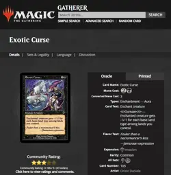 2000 MTG Magic The Gathering: Invasion #105 Exotic Curse Black Card WOTC - Image 3