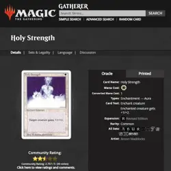 1994 MTG Magic The Gathering Revised Holy Strength White Vintage Magic Card NM - Image 3
