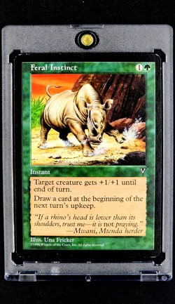1997 MTG Magic The Gathering Visions Feral Instinct Vintage Green Magic Card NM - Image 1