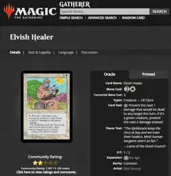 1995 MtG Magic The Gathering Ice Age Elvish Healer Vintage White WOTC Card - Image 3