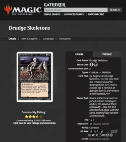 1994 MTG Magic The Gathering Revised Drudge Skeletons Black Vintage Card WOTC - Image 3