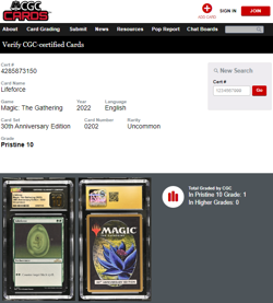 2022 MTG Magic the Gathering 30th Anniversary Lifeforce CGC 10 Pristine POP 1 - Image 3