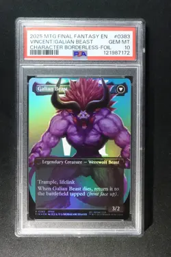 2025 MTG FINAL FANTSY VINCENT VALENTINE GALIAN BEAST BORDERLESS FOIL 0383 PSA 10 - Image 1
