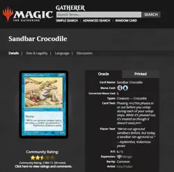 1996 MTG Magic The Gathering Mirage Sandbar Crocodile Vintage *Only Printing* - Image 3