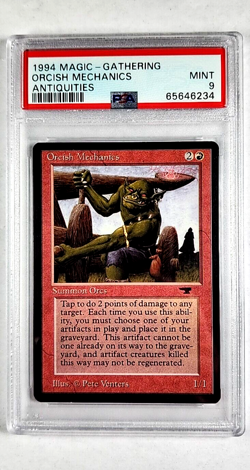 1994 MTG Magic the Gathering Antiquities Orcish Mechanics Uncommon PSA 9 POP 14 - Image 1