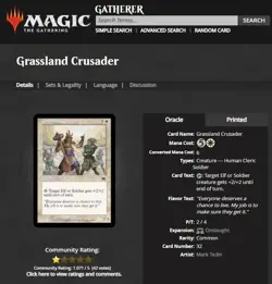 2002 MTG Magic the Gathering Onslaught #32 Grassland Crusader *Only Printing* - Image 3