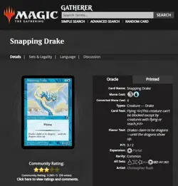 1997 MTG Magic The Gathering Portal Starter Set Snapping Drake Blue Vintage - Image 3