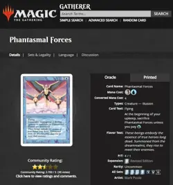 1994 MTG Magic The Gathering Revised Phantasmal Forces Blue Vintage Uncommon - Image 3