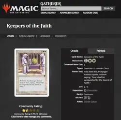 1995 MtG Magic The Gathering Chronicles Keepers of the Faith White WOTC Vintage - Image 3