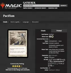 2002 MTG Magic the Gathering Onslaught #47 Pacifism White Enchantment - Image 4