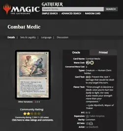 1994 MTG Magic The Gathering Fallen Empires Combat Medic 1st Printing Vintage - Image 3