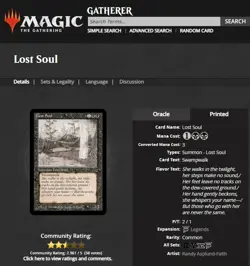 1995 MTG Magic The Gathering Italian Legends Anima Errante / Lost Soul Vintage - Image 3