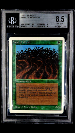 1993 MtG Magic the Gathering Unlimited Wall of Wood BGS 8.5 POP 3 Only 22 Higher - Image 1