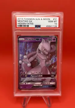 2019 POKEMON HIDDEN FATES MEWTWO GX #31 PSA 10 GEM MINT 31/68 - Image 1