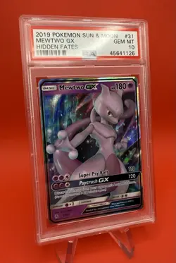 2019 POKEMON HIDDEN FATES MEWTWO GX #31 PSA 10 GEM MINT 31/68 - Image 3