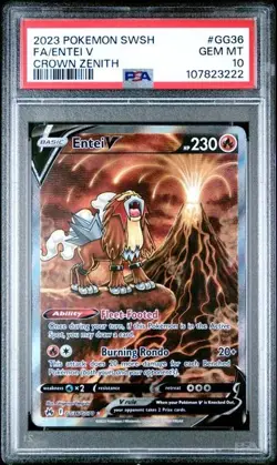 PSA 10 - 2023 POKEMON SWORD & SHIELD CROWN ZENITH #GG36 FULL ART/ENTEI V - Image 1