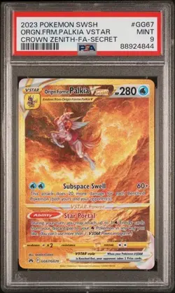 PSA 9 Pokemon Crown Zenith GG67/GG70 Gold Origin Forme Palkia VSTAR Secret - Image 1