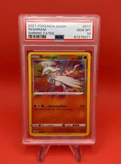 2021 POKEMON SWORD & SHIELD SHINING FATES #017 RESHIRAM PSA 10 - Image 1