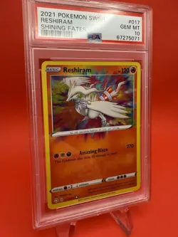 2021 POKEMON SWORD & SHIELD SHINING FATES #017 RESHIRAM PSA 10 - Image 3
