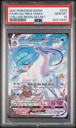 PSA 10 Pokemon TCG Chilling Reign Ice Rider Calyrex VMAX #203 Alternate Art 2021 - Image 1