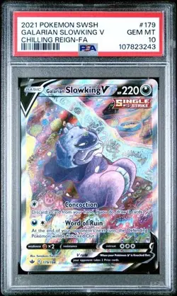 PSA 10 Pokemon TCG Galarian Slowking V 179/198 Chilling Reign Alternate Full Art - Image 1