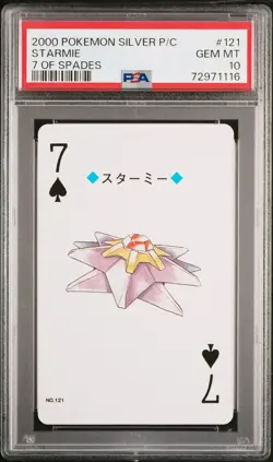 2000 POKEMON SILVER VERSION PLAYING CARDS 7 OF SPADES #121 STARMIE PSA 10 - Image 1