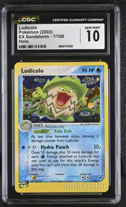 CGC 10 GEM MINT Ludicolo 2003 EX Sandstorm 7/100 Holo Pokemon Card - Image 1