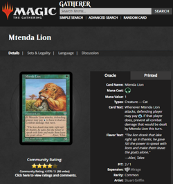 1996 MTG Magic the Gathering Mirage Mtenda Lion Vintage WOTC Magic Card - Image 3