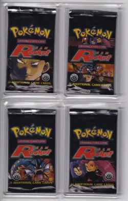 Empty Pokemon First Edition Team Rocket Set Booster Pack Art Set Only No Cards - Image 1
