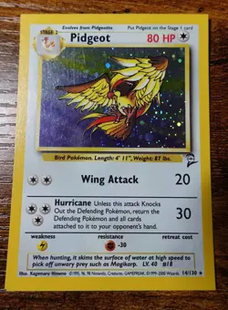 Pidgeot 14/130 Base Set 2 Square Cut Error / NFCU Pokemon Card LP Holo Rare - Image 1