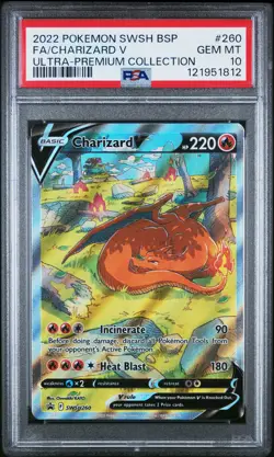 2022 POKEMON SWSH BLACK STAR PROMO #260 FULL ART/CHARIZARD V PSA 10 - Image 1