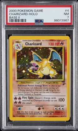 2000 POKEMON BASE SET 2 #4 CHARIZARD-HOLO PSA 7 - Image 1