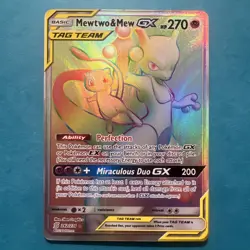Pokemon Unified Minds 242/236 Mewtwo & Mew GX Rainbow Secret Rare - Image 1