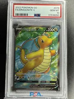 Dragonite V (Full Art) 076/078 Pokemon GO Holo PSA 10 GEM MINT - Image 1