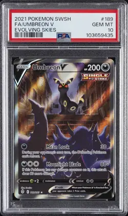 2021 POKEMON SWORD & SHIELD EVOLVING SKIES #189 FULL ART/UMBREON V PSA 10 - Image 1