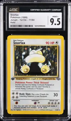 1999 POKEMON JUNGLE - 1ST ED - HOLO #11/64 SNORLAX CGC 9.5 - Image 1