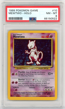 PSA 8 NM-Mint 1999 Pokemon Game Mewtwo - Holo Base Set 10/102 - Image 1