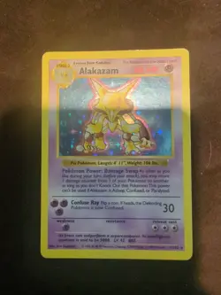 Pokemon TCG Alakazam Base Set Holo Card 1/102 Shadowless Holo Rare - Image 1