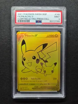 PSA 9🟡Pokemon Card Pikachu V Gold 25th Celebrations Premium Collection SWSH145 - Image 1