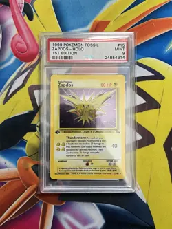 PSA 9 Zapdos 15/62 1st Edition Fossil Holo Pokemon Card - Image 1